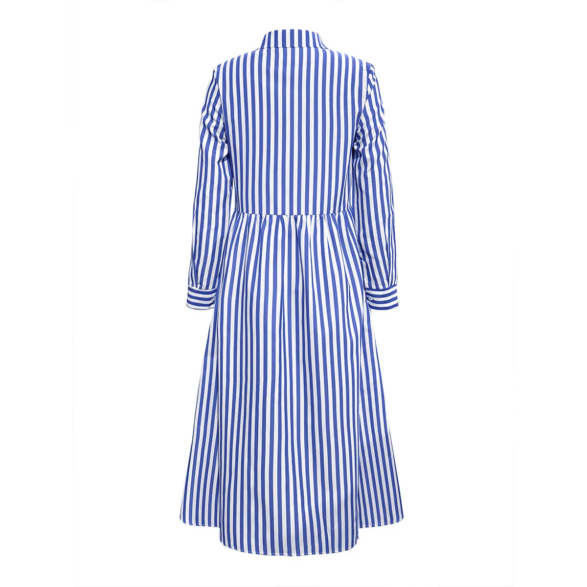 Striped Long Sleeve Button-up Maxi Dresses Wholesale Womens Clothing N3824082300036