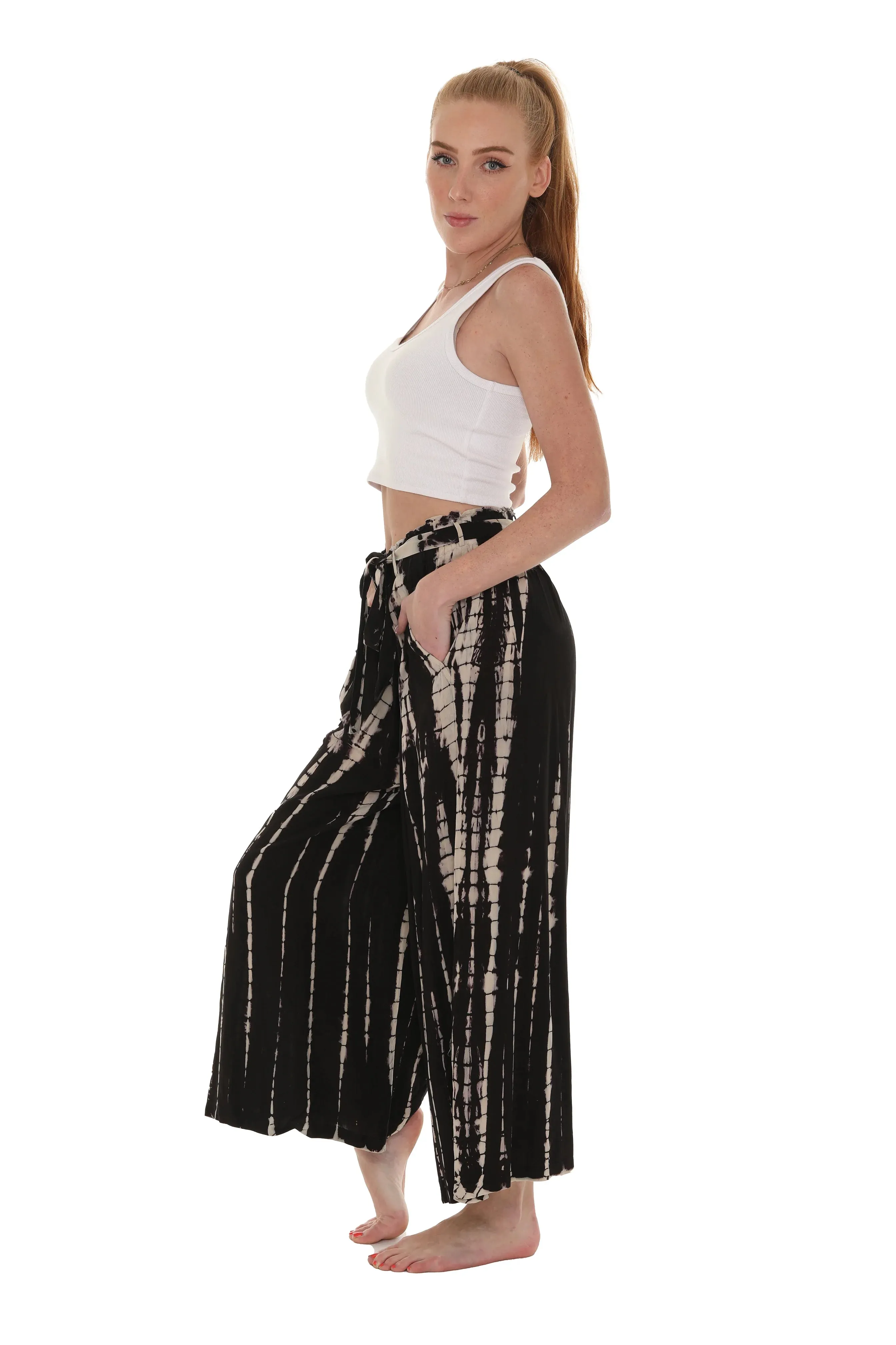 Tie Dye Belted Palazzo Pants