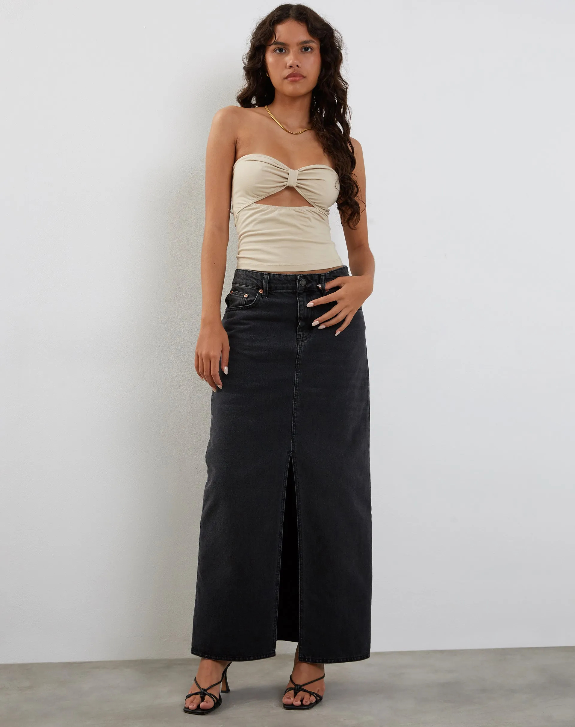 Tifose Bandeau Twist Front Top in Coconut Milk
