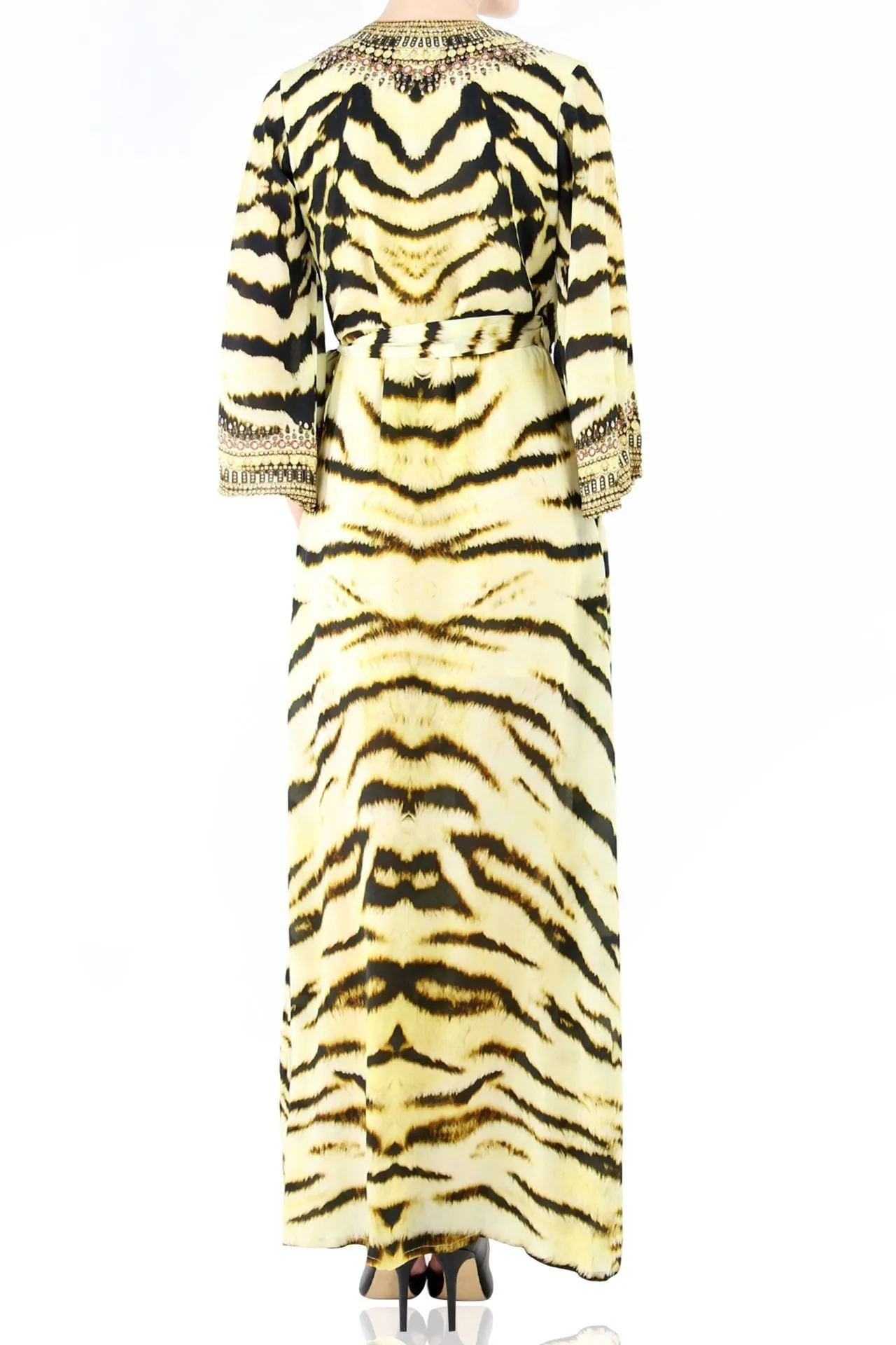Tiger Print Wrap Front Maxi Dress