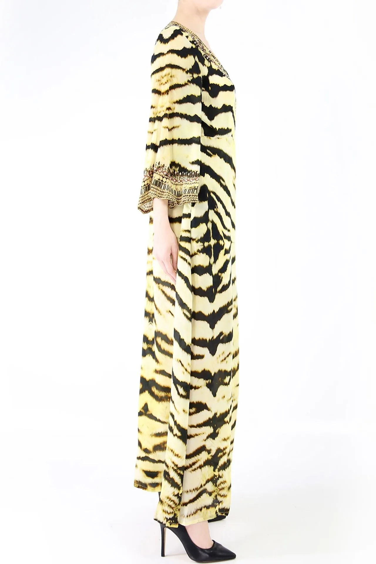 Tiger Print Wrap Front Maxi Dress