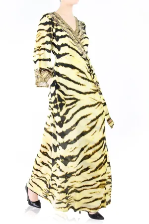 Tiger Print Wrap Front Maxi Dress