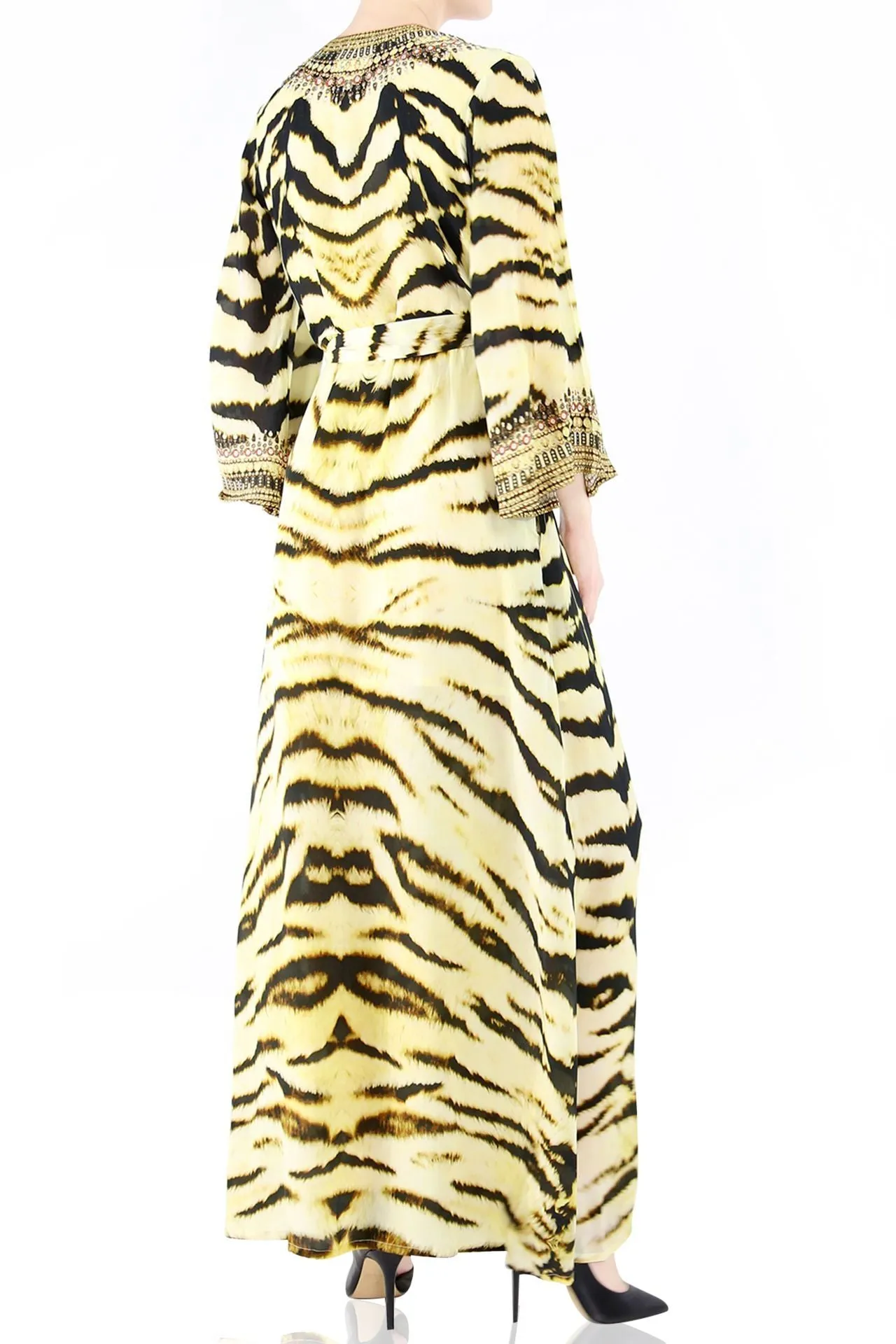 Tiger Print Wrap Front Maxi Dress