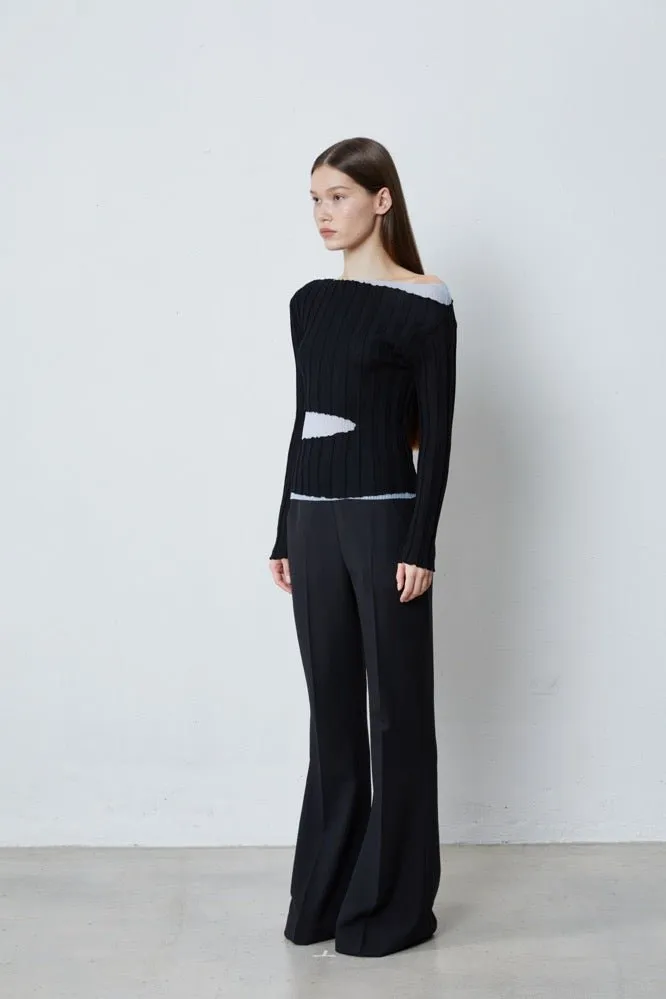 Two-piece Set of Off-shoulder Sweater Tops in black