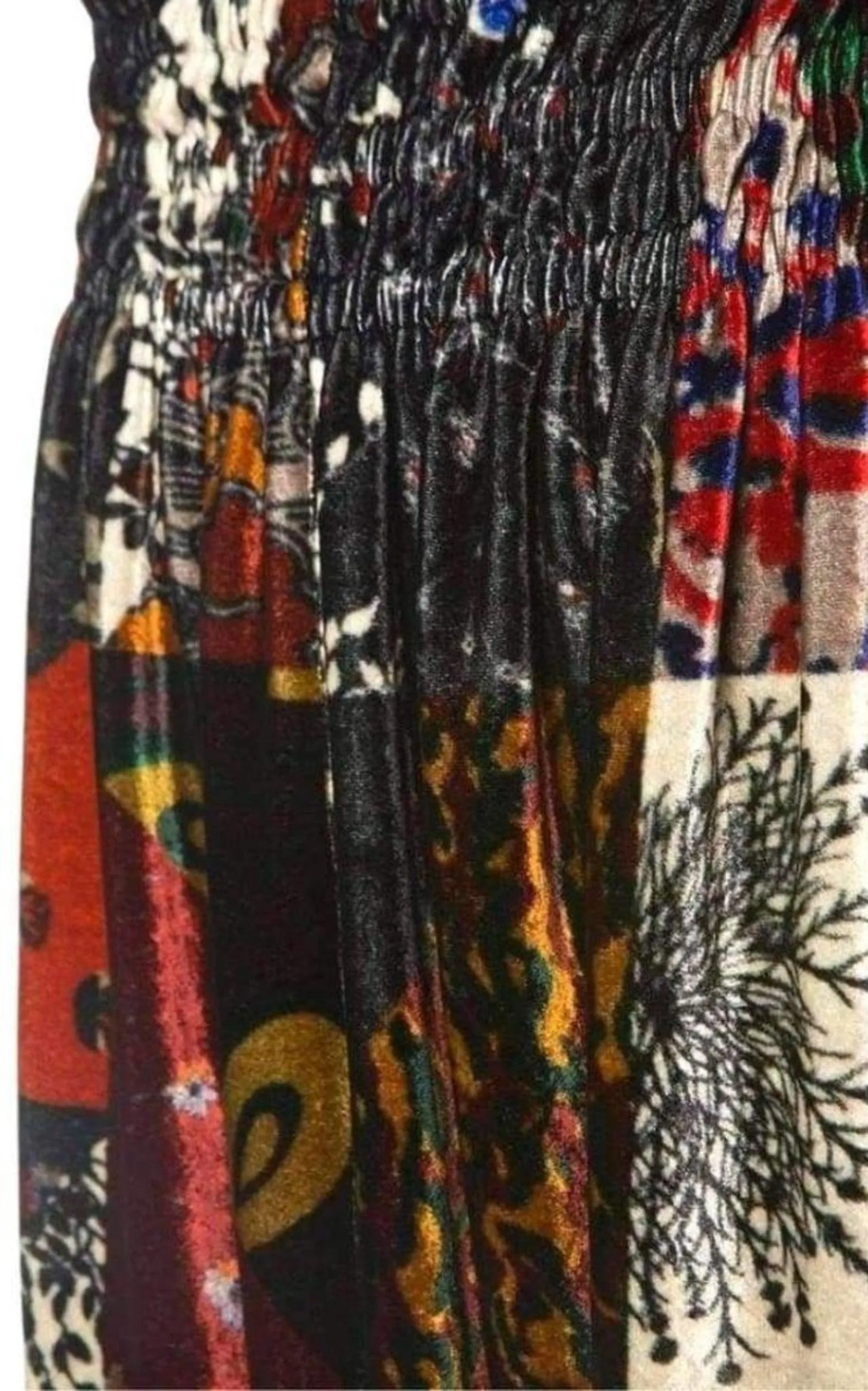 Velvet Patchwork Silk Blend Maxi Skirt