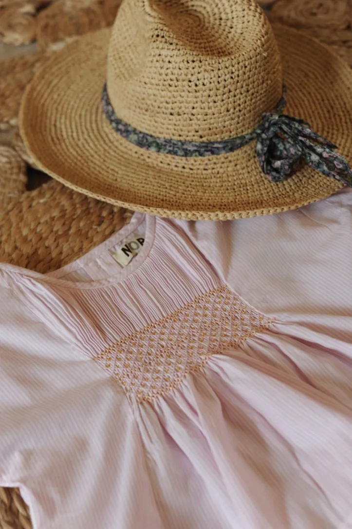 Vera Smocked Top Pale Pink stripes