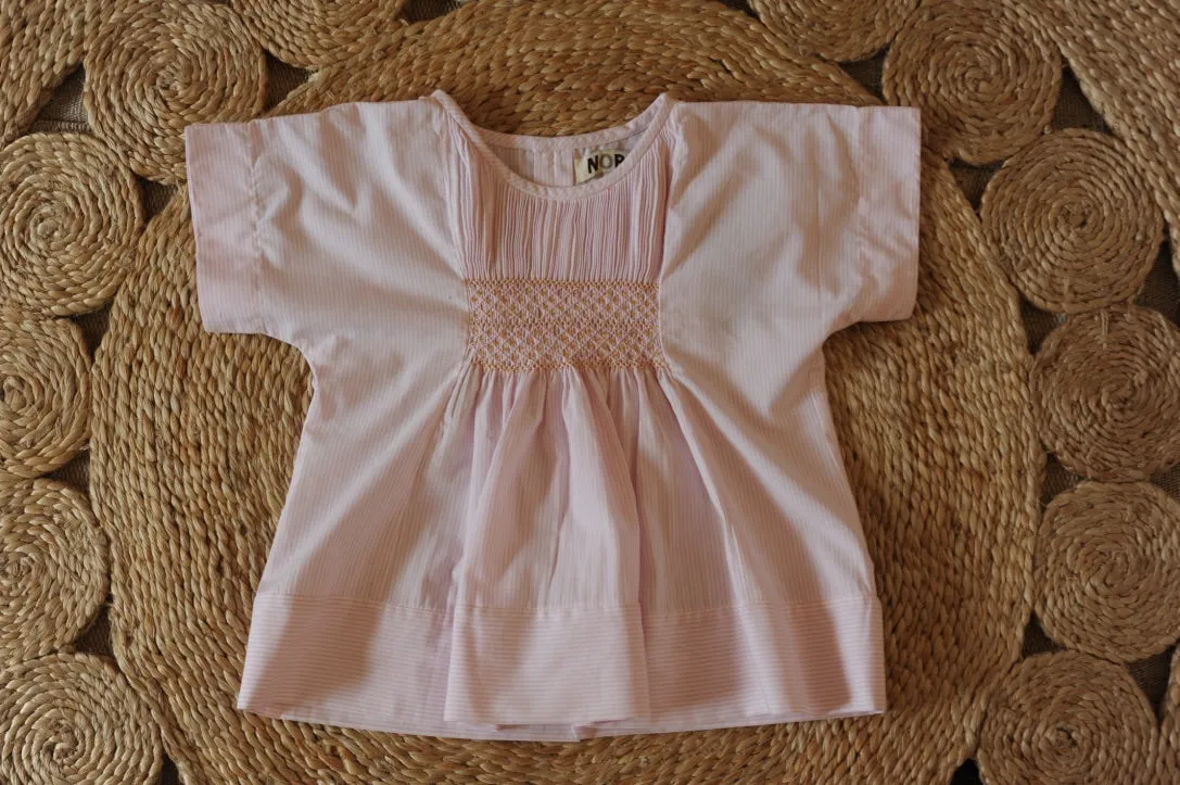 Vera Smocked Top Pale Pink stripes