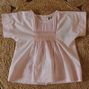 Vera Smocked Top Pale Pink stripes