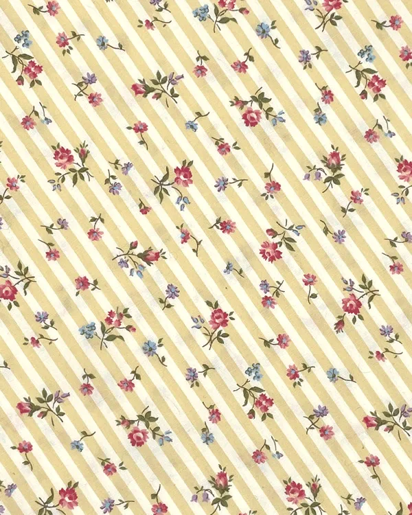 Victoriana Yellow Floral Stripe | Cotton Fabric