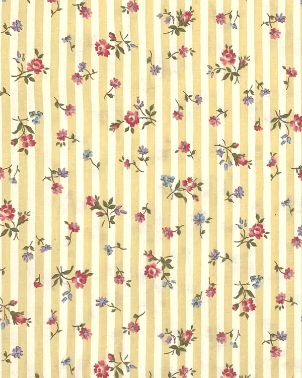 Victoriana Yellow Floral Stripe | Cotton Fabric