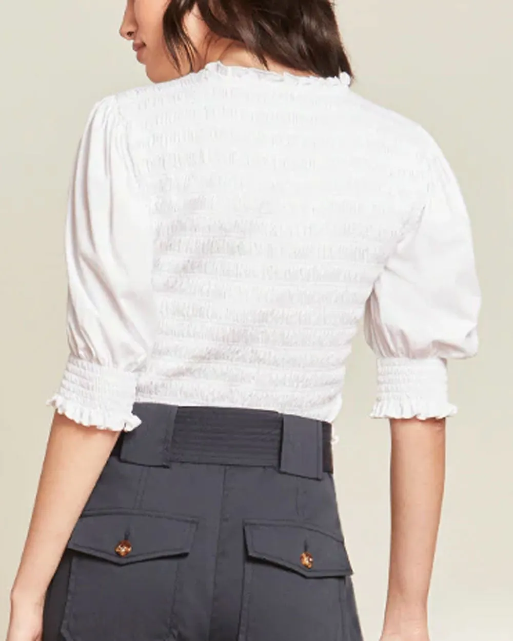 White Smocked Langston Top