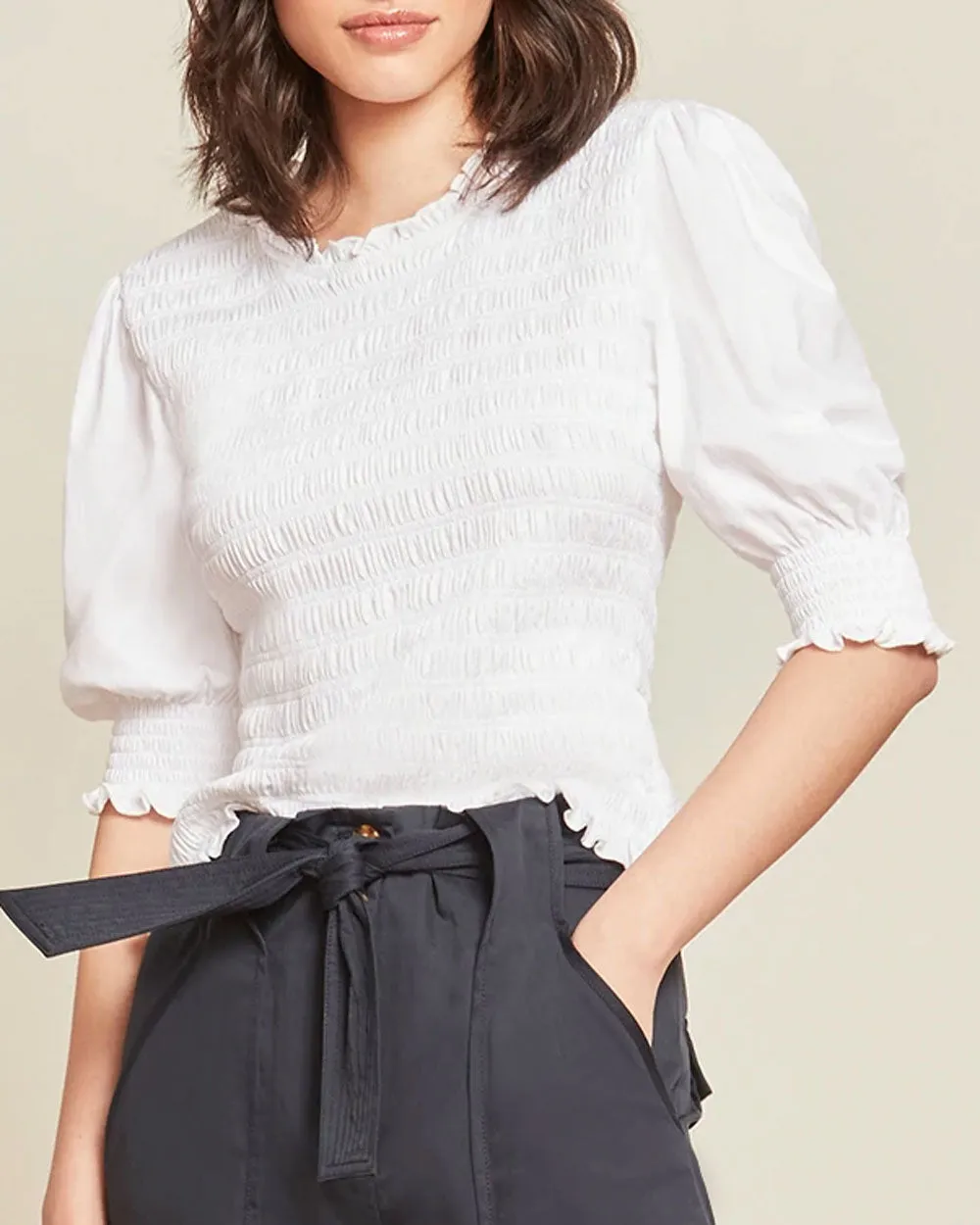 White Smocked Langston Top