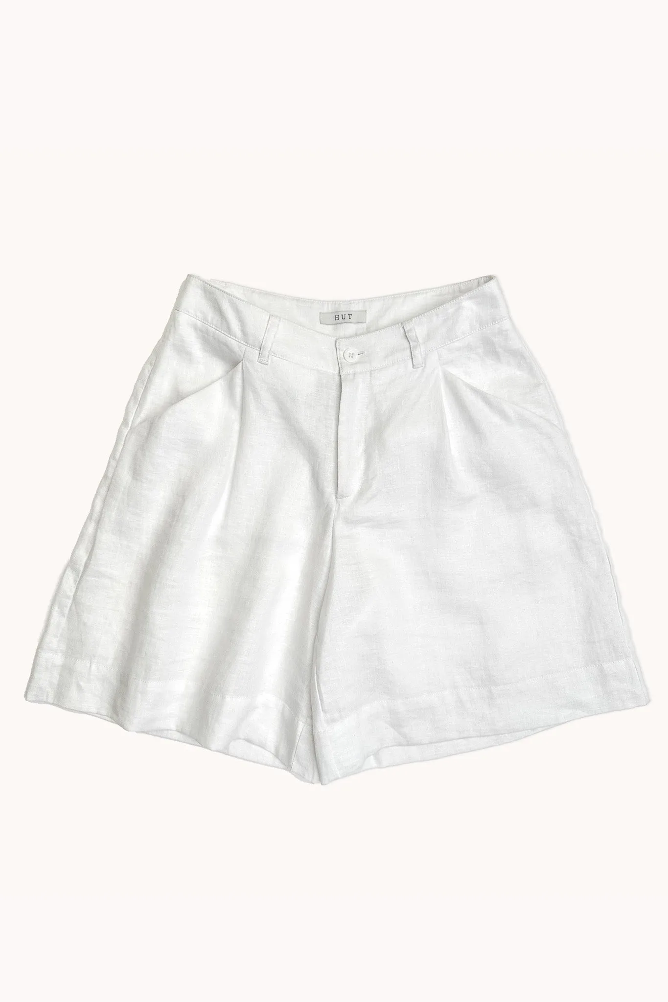 White Tailored Linen Short