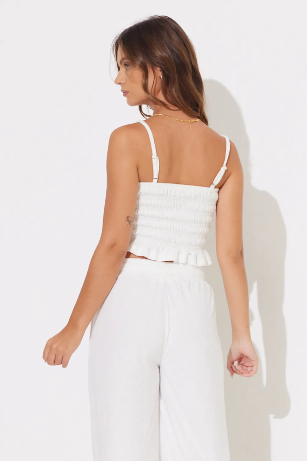 White Terry Cloth Smock Tank