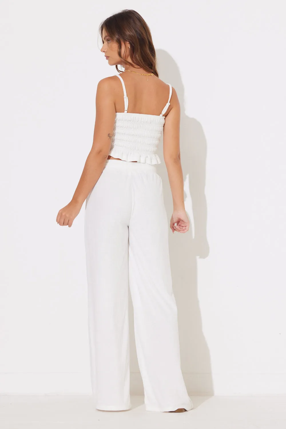 White Terry Cloth Smock Tank