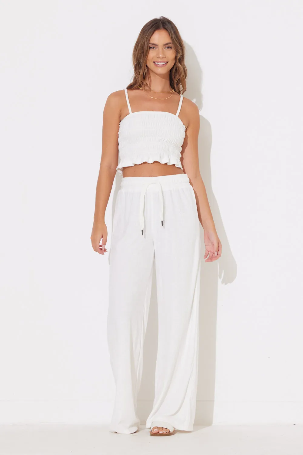 White Terry Cloth Smock Tank