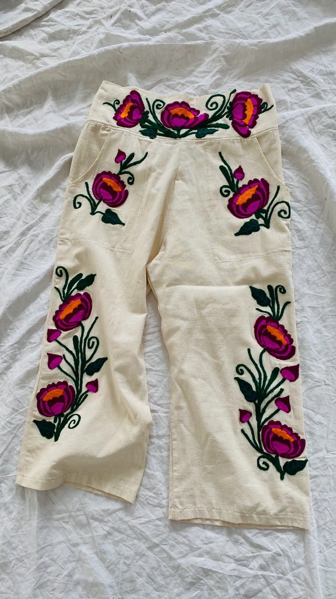 Wide Leg Embroidered Pants. Zinacantan, Mexico. XS-M.