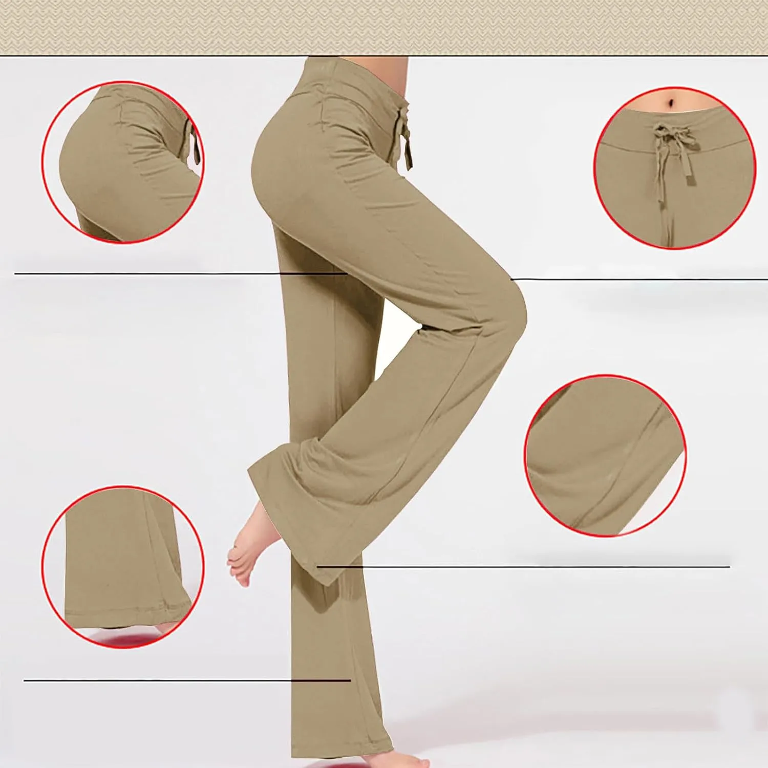 Women Plus Size Yoga Pants 2025 Casual Drawstring Elastic High Waist Wide Leg Workout Trousers Loose Palazzo Pants