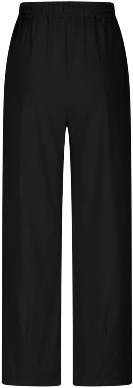 Women Summer Wide Leg Pants Casual Cotton Linen Drawstring Elastic High Waist Loose Fit Beach Trousers with Pockets