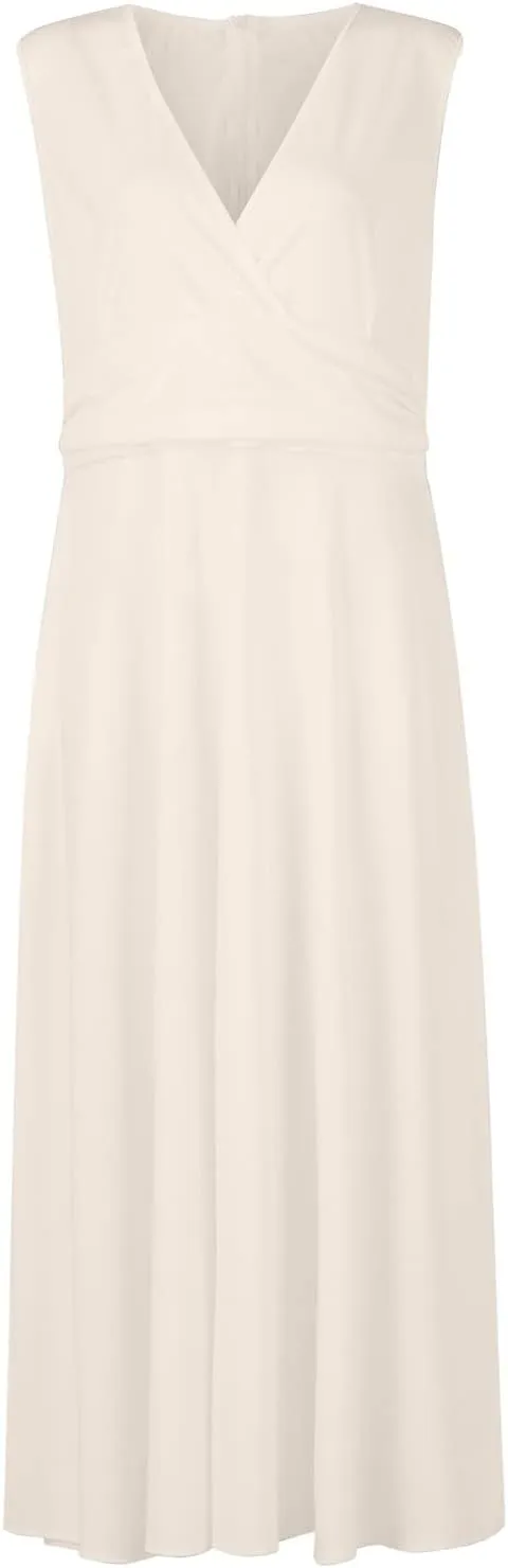 Womens Dresses Wrap V Neck Flowy Ruched Sundresses Floral Print Sleeveless Boho Dress Elegant Beach Dresses