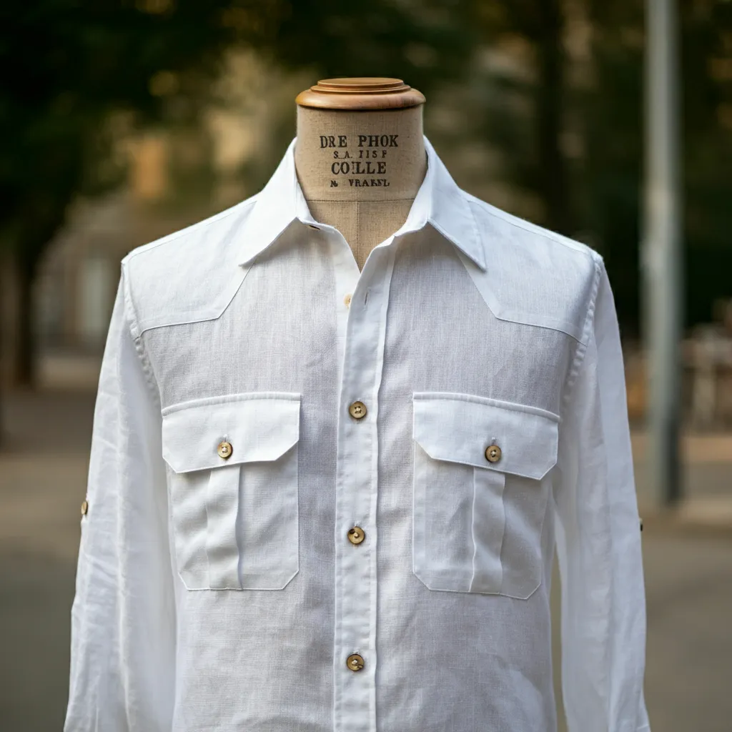 Women's Fall Heavy Linen Shirt CANVAS in White (180-200 GSM)
