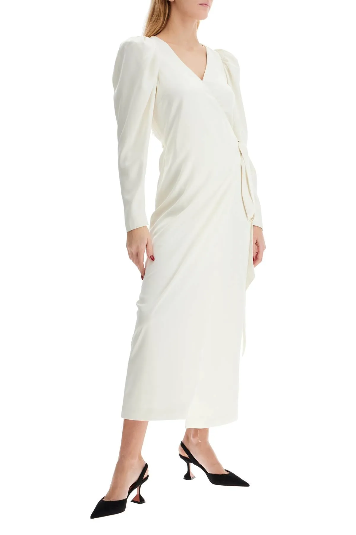 wrap midi dress with a wrap 112516857 EGRET