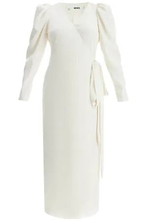 wrap midi dress with a wrap 112516857 EGRET