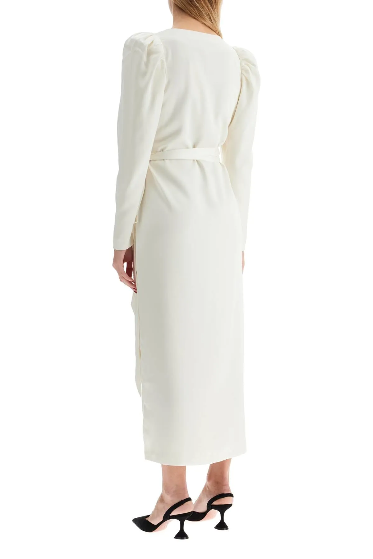 wrap midi dress with a wrap 112516857 EGRET