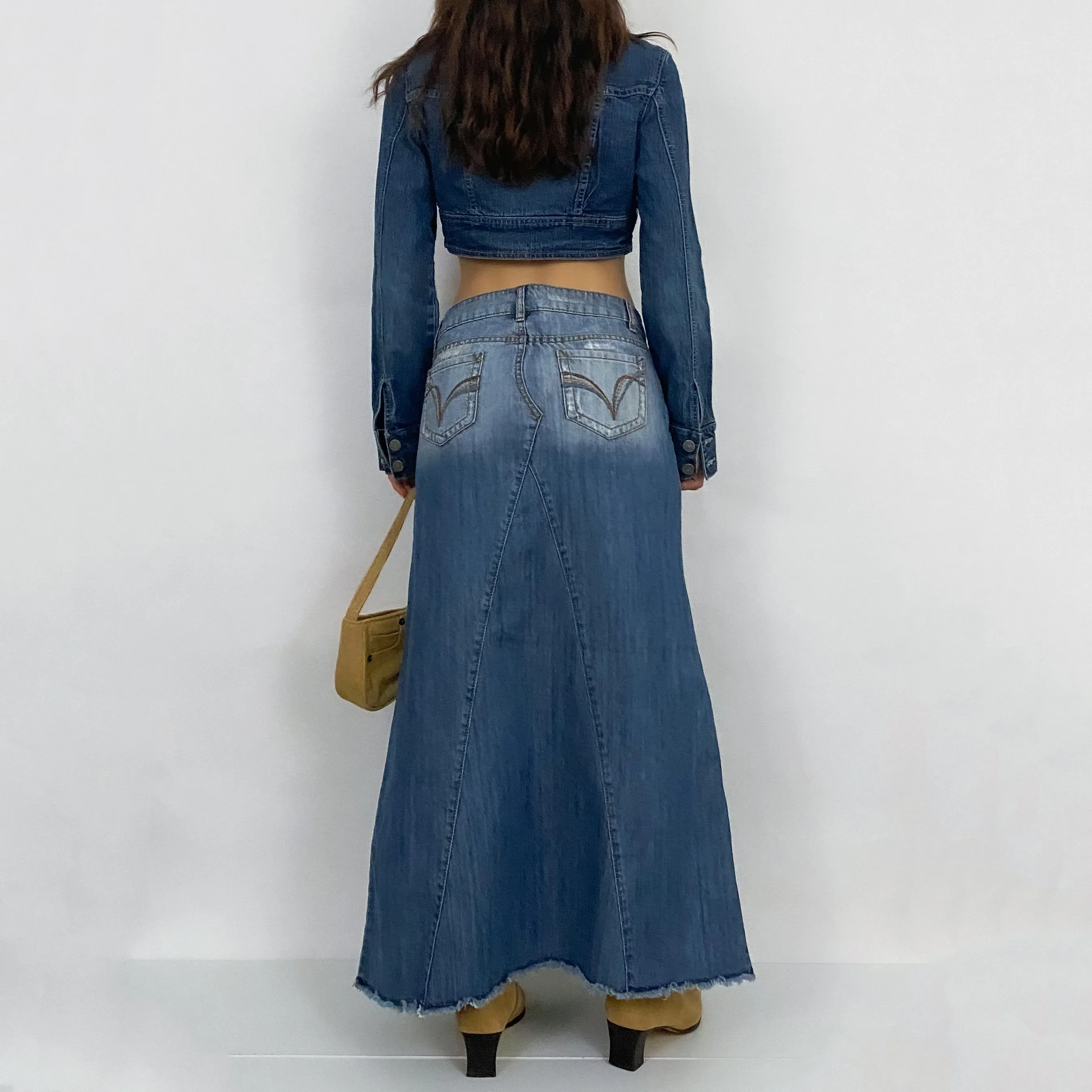 Y2K Mudd Denim Maxi Skirt
