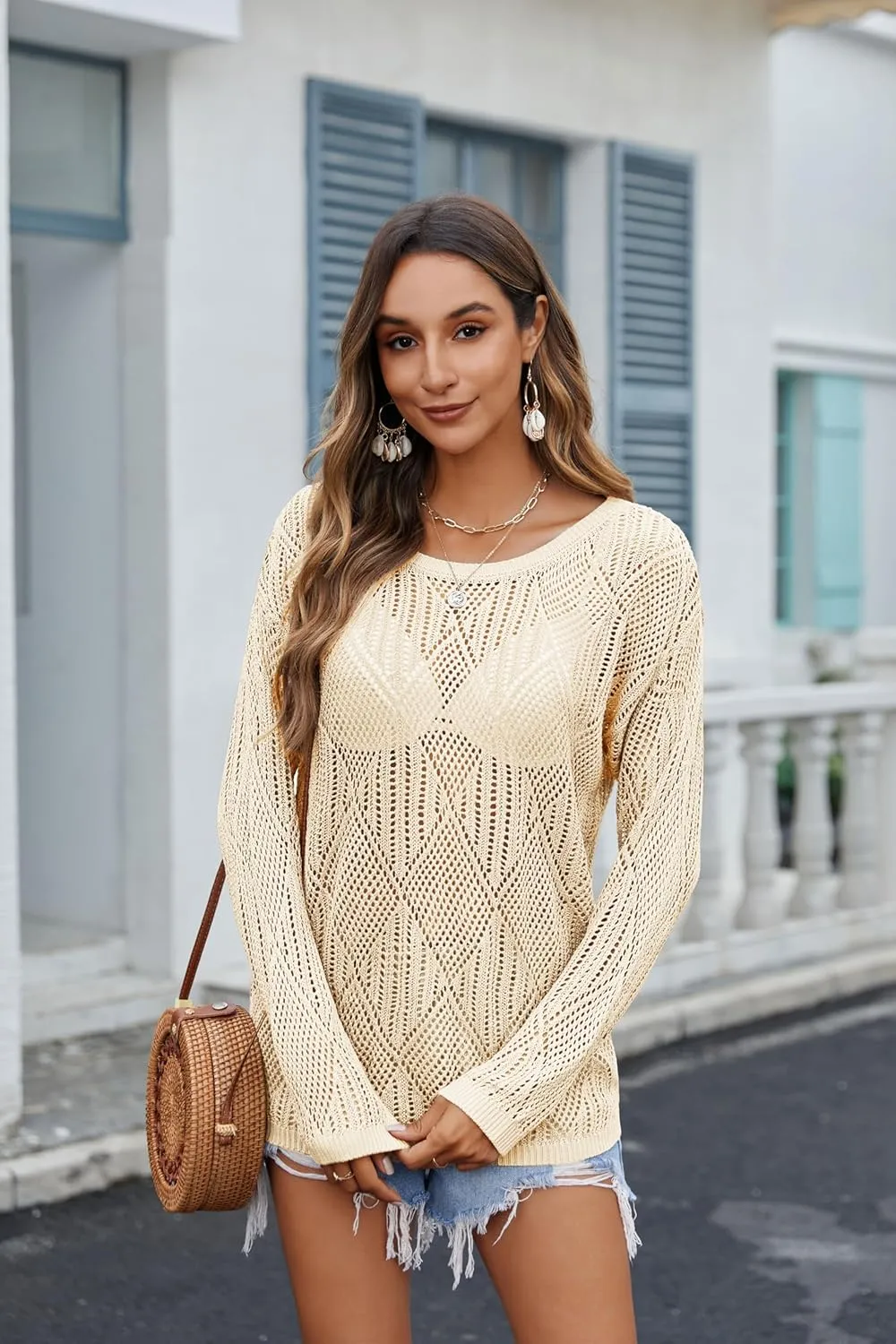Zeagoo Crochet Tops Off The Shoulder Sweaters
