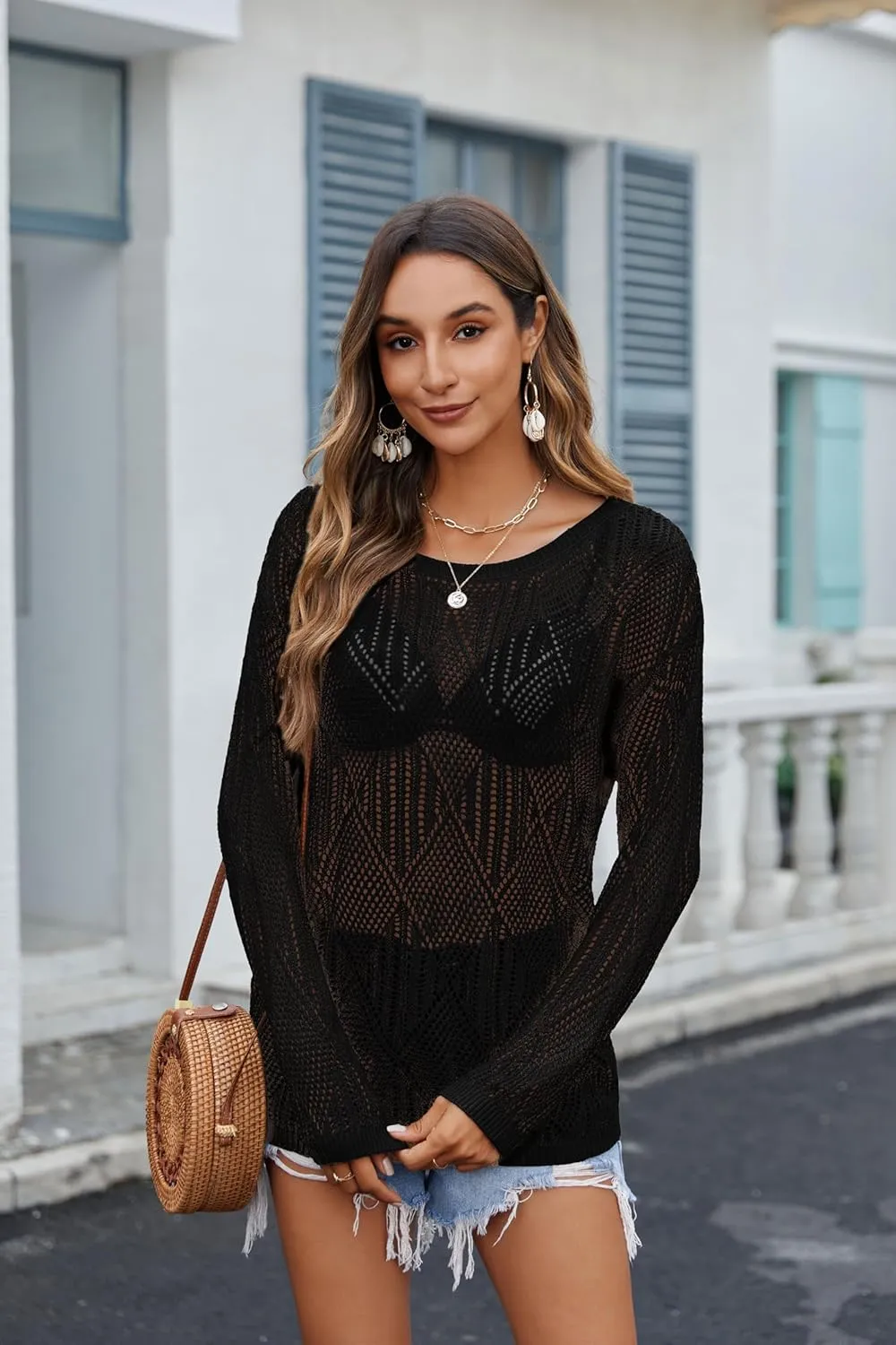 Zeagoo Crochet Tops Off The Shoulder Sweaters