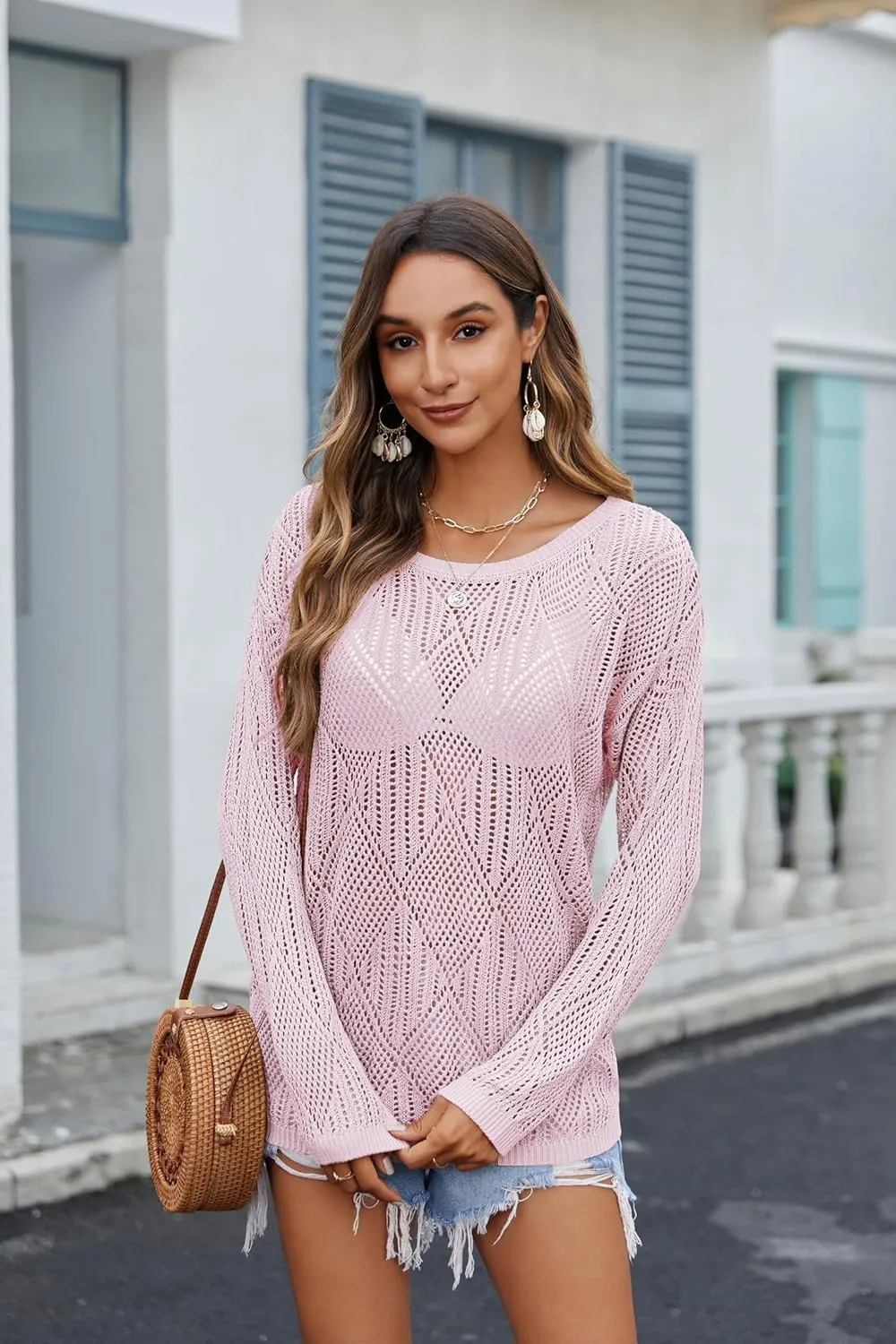 Zeagoo Crochet Tops Off The Shoulder Sweaters