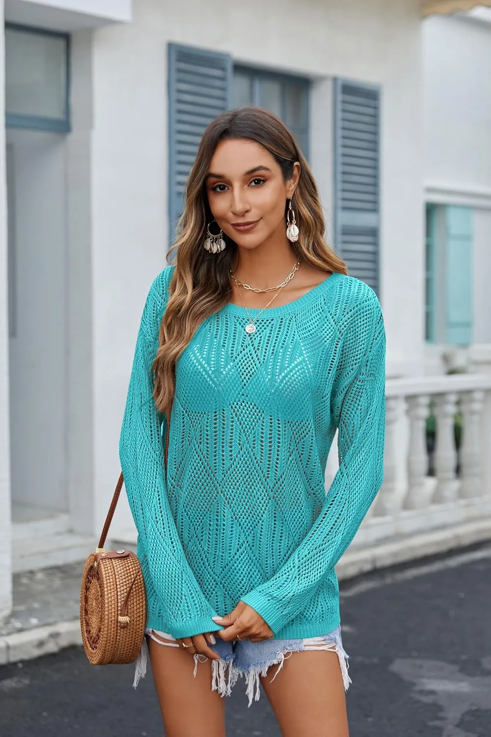 Zeagoo Crochet Tops Off The Shoulder Sweaters