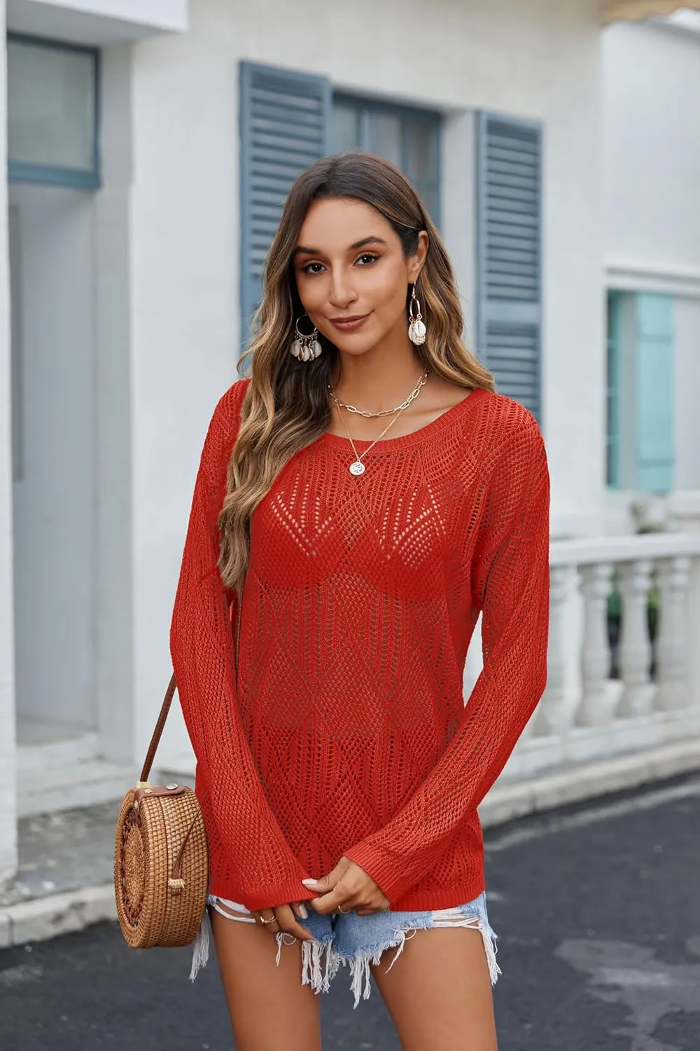 Zeagoo Crochet Tops Off The Shoulder Sweaters