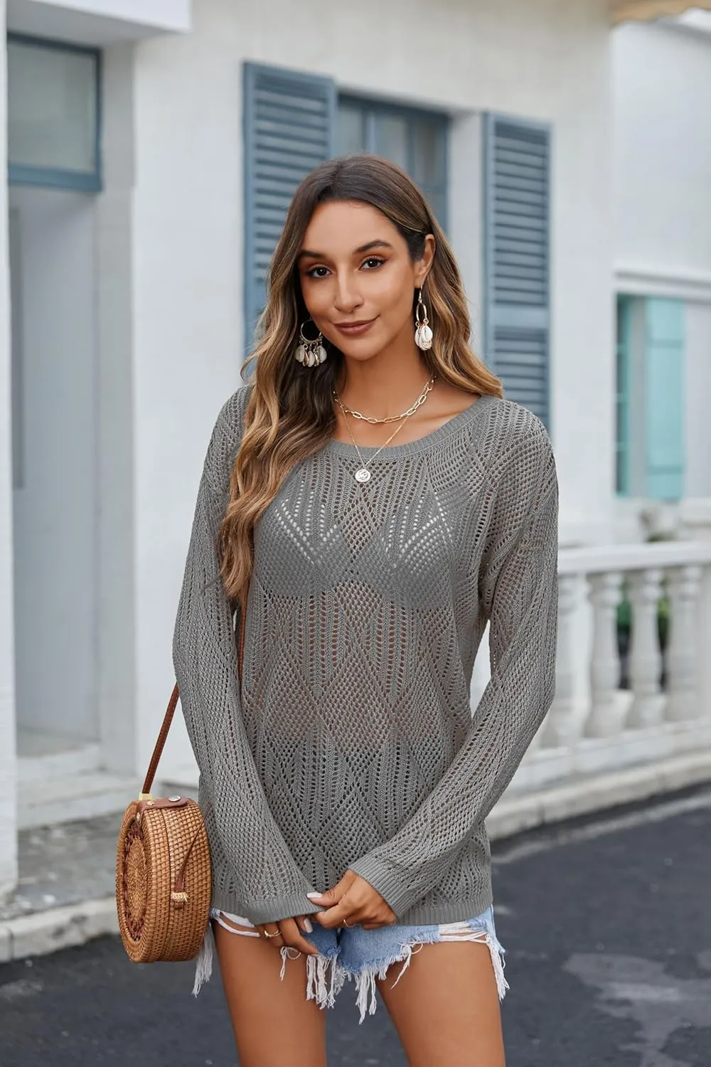 Zeagoo Crochet Tops Off The Shoulder Sweaters